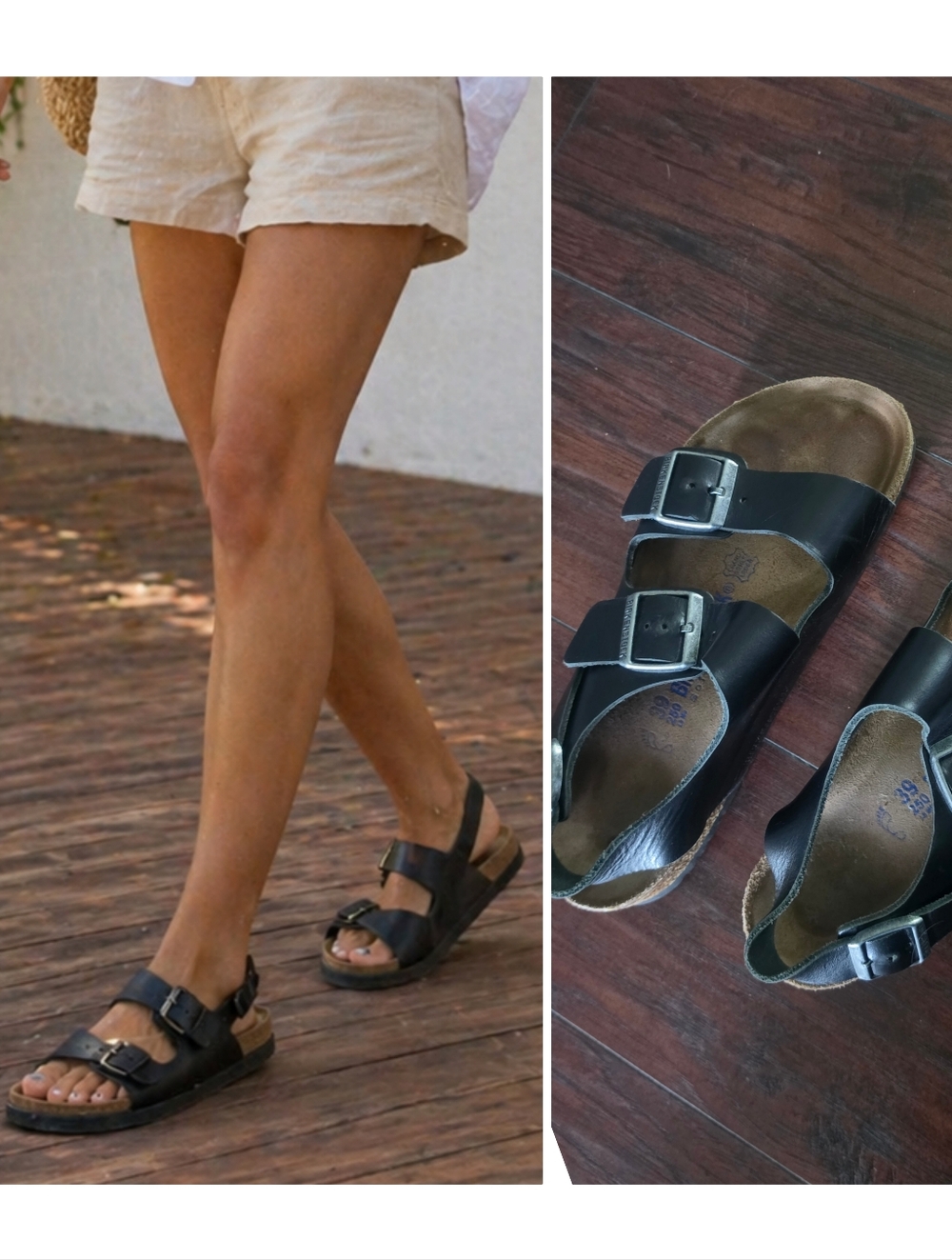 Birkenstock Black Leather Buckle Sandals
